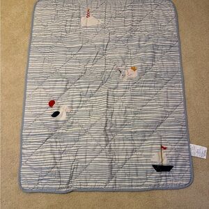 Nestig Crib Blue and White Striped Quilt Baby